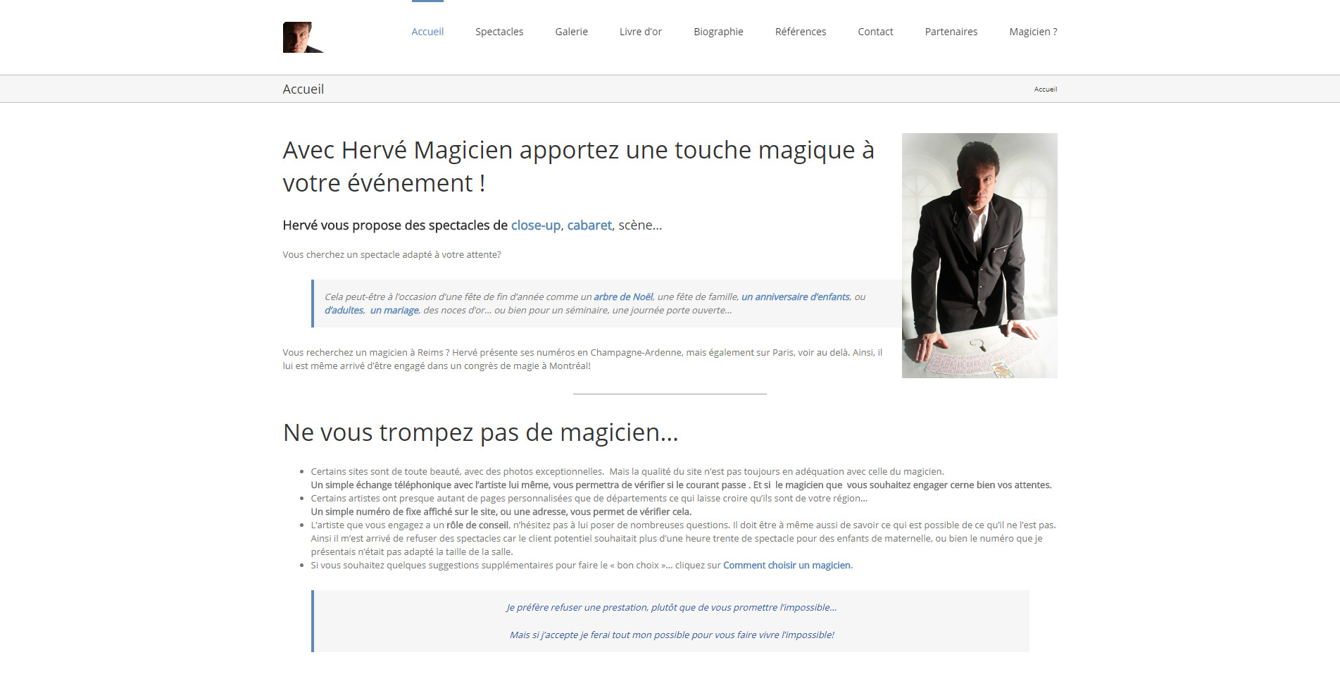 Création site web Magicien